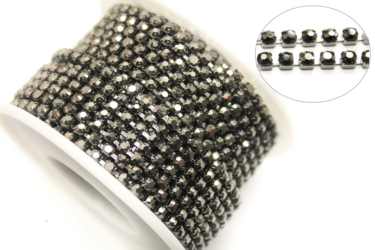 Стразовая цепь ss8 (2,5 мм) 1 м Hematite nickel — изображение 2