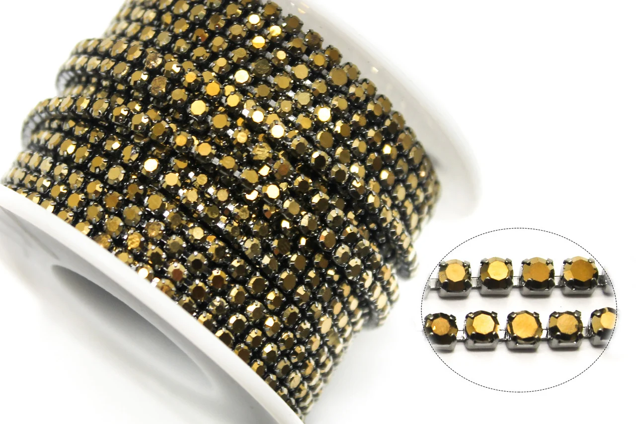 Стразовий ланцюг ss10 (2,8 мм) 1 м Aurum nickel - Зображення 2