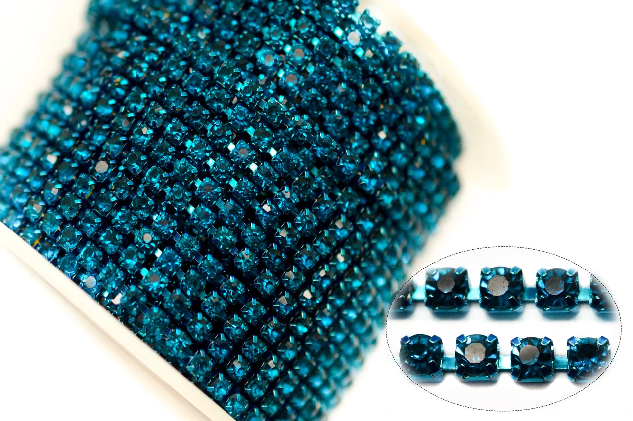Стразовая цепь ss6 (2 мм) 1 м Blue zircon blue — изображение 2