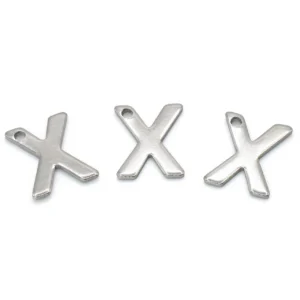 Літера X підвіска із нержавіючої сталі 9х11 мм Платина 5 шт.