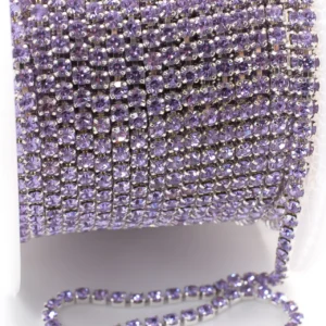 Стразовий ланцюг ss6 (2 мм) 1 м Violet silver
