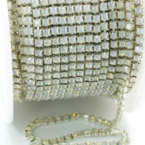 Стразовий ланцюг ss6 (2 мм) 1 м White opal silver