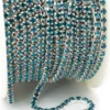 Стразовий ланцюг ss10 (2,8 мм) 1 м Aquamarine dark silver