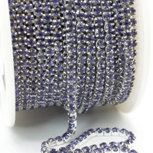 Стразовий ланцюг ss8 (2,5 мм) 1 м Тanzanite silver
