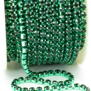 Стразовий ланцюг ss10 (2,8 мм) 1 м Emerald grean