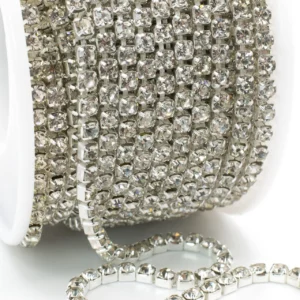 Стразовий ланцюг ss12 (3 мм) 1 м Crystal silver