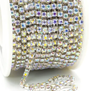 Стразовий ланцюг ss10 (2,8 мм) 1 м Crystal AB silver