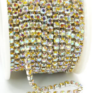 Стразовий ланцюг ss10 (2,8 мм) 1 м Smoked Topaz AB silver
