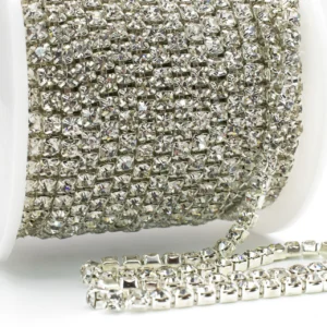 Стразовий ланцюг ss8 (2,5 мм) 1 м Crystal silver