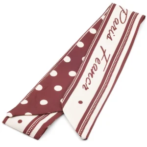 Хустка-стрічка Твіллі для сумки/волосся 90х5 см 1 шт. принт Polka Dot Series ●Dark red