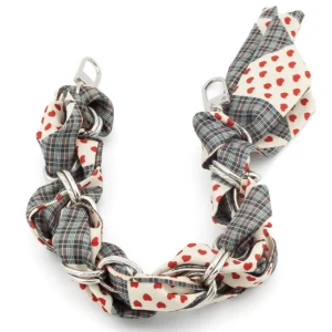 Цепь с лентой Твилли для телефона/сумки 30х1,6 см 1 шт. принт Silver Plaid Series ●Red Heart
