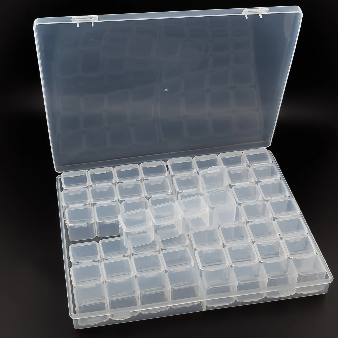 Органайзер 56 яч. контейнер пластиковий для рукоділля 21х17.5х2.7 см Прозорий