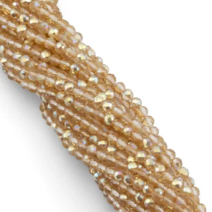 Бусины Шпинель огранка круглая 2 мм Ø 0,5 мм +-200 шт. нить 37 см Бежевый АВ