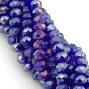 Бусины Swarovski огранка рондель 6х4,8 мм Ø 1 мм 36 см (+-85 шт.) Сапфир АВ прозрачный