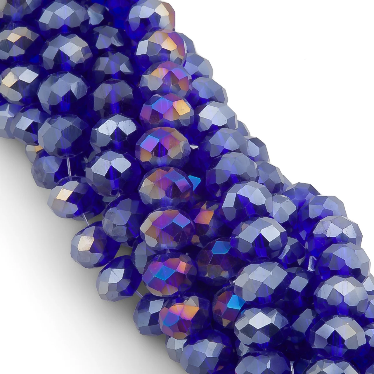 Бусины Swarovski огранка рондель 8х6 мм Ø 1,2 мм 42 см (+-65 шт.) Сапфир АВ прозрачный