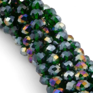 Бусины Swarovski огранка рондель 6х4,8 мм Ø 1 мм ±39 см (±82 шт.) Изумрудный АВ прозрачный