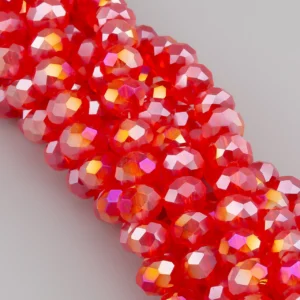 Бусины Swarovski огранка рондель 6х4,8 мм Ø 1 мм ±39 см (±82 шт.) Алый АВ прозрачный