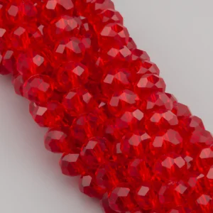 Бусины Swarovski огранка рондель 6х4,8 мм Ø 1 мм ±39 см (±82 шт.) Красный прозрачный