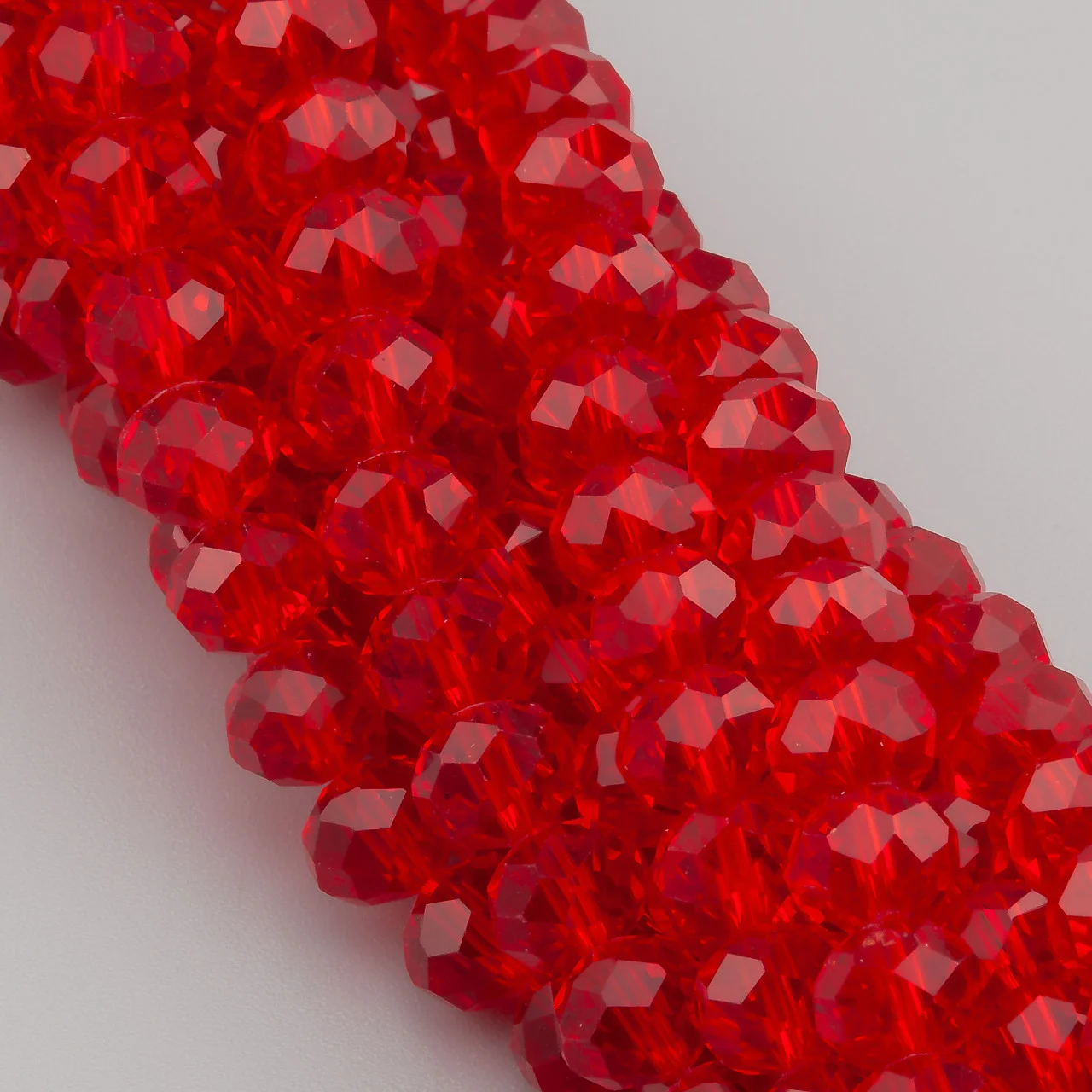 Намистини Swarovski огранювання рондель 3,5х3 мм Ø 0,8 мм ±33 см (±115 шт.) Червоний прозорий - Зображення 2