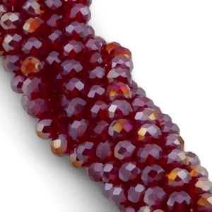 Бусины Swarovski огранка рондель 6х4,8 мм Ø 1 мм ±39 см (±82 шт.) Бордовый АВ прозрачный