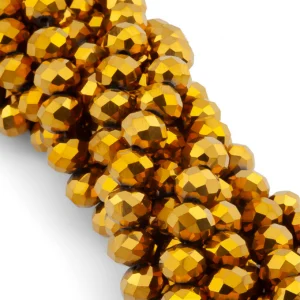Бусины Swarovski огранка рондель 6х4,8 мм Ø 1 мм ±39 см (±82 шт.) Золотистый металлик