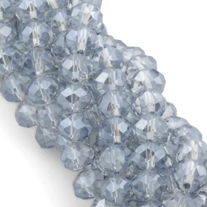 Бусины Swarovski огранка рондель 6х4,8 мм Ø 1 мм ±39 см (±82 шт.) Серебристый АВ прозрачный