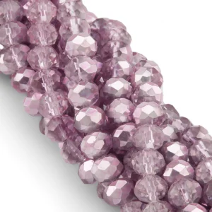 Бусины Swarovski огранка рондель 6х4,8 мм Ø 1 мм ±39 см (±82 шт.) Сиреневый полупрозрачный металлик