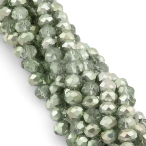 Бусины Swarovski огранка рондель 6х4,8 мм Ø 1 мм 40 см (+-85 шт.) Оливково-серый полупрозрачный металлик