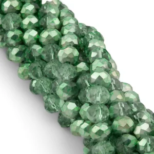 Бусины Swarovski огранка рондель 6х4,8 мм Ø 1 мм 40 см (+-85 шт.) Оливково-зеленый полупрозрачный