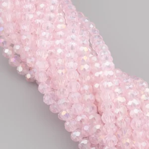 Бусины Swarovski огранка рондель 4х3,5 мм Ø 0,8 мм 42 см (+-120 шт.) Розовый светлый АВ прозрачный
