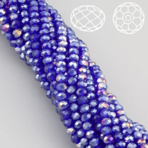 Намистини Swarovski огранювання рондель 3,5х3 мм Ø 0,8 мм 34 см (+-124 шт.) Сапфір АВ прозорий