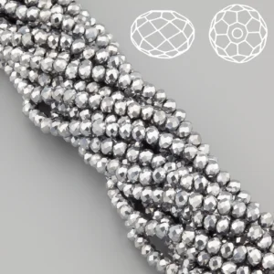 Намистини Swarovski огранювання рондель 3,5х3 мм Ø 0,8 мм 34 см (+-124 шт.) Сріблястий металік