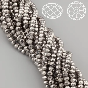Намистини Swarovski огранювання рондель 3,5х3 мм Ø 0,8 мм 34 см (+-124 шт.) Платиновий металік
