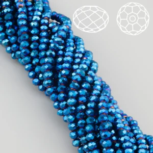 Намистини Swarovski огранювання рондель 3,5х3 мм Ø 0,8 мм 34 см (+-124 шт.) Синій металік