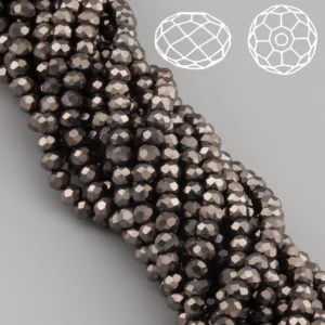 Бусины Swarovski огранка рондель 4х3,5 мм Ø 0,8 мм 42 см (+-120 шт.) Гематитовый металлик