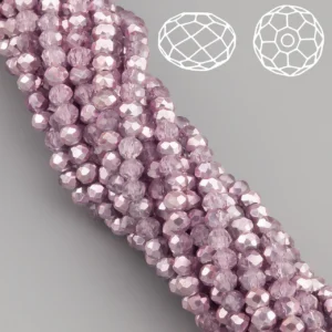 Намистини Swarovski огранювання рондель 3х2,5 мм Ø 0,8 мм ±36 см (±153 шт.) Бузковий напівпрозорий металік