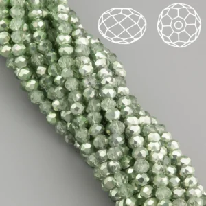 Бусины Swarovski огранка рондель 3,5х3 мм Ø 0,8 мм 34 см (+-124 шт.) Оливково-серый полупрозрачный металлик
