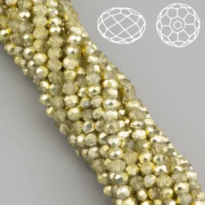 Бусины Swarovski огранка рондель 3,5х3 мм Ø 0,8 мм 34 см (+-124 шт.) Оливково-желтый полупрозрачный
