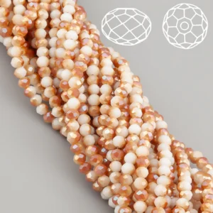 Бусины Swarovski огранка рондель 3,5х3 мм Ø 0,8 мм 34 см (+-124 шт.) Белый с коричневым АВ