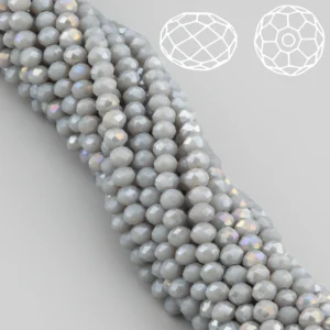 Бусины Swarovski огранка рондель 4х3,5 мм Ø 0,8 мм 42 см (+-120 шт.) Серый АВ непрозрачный