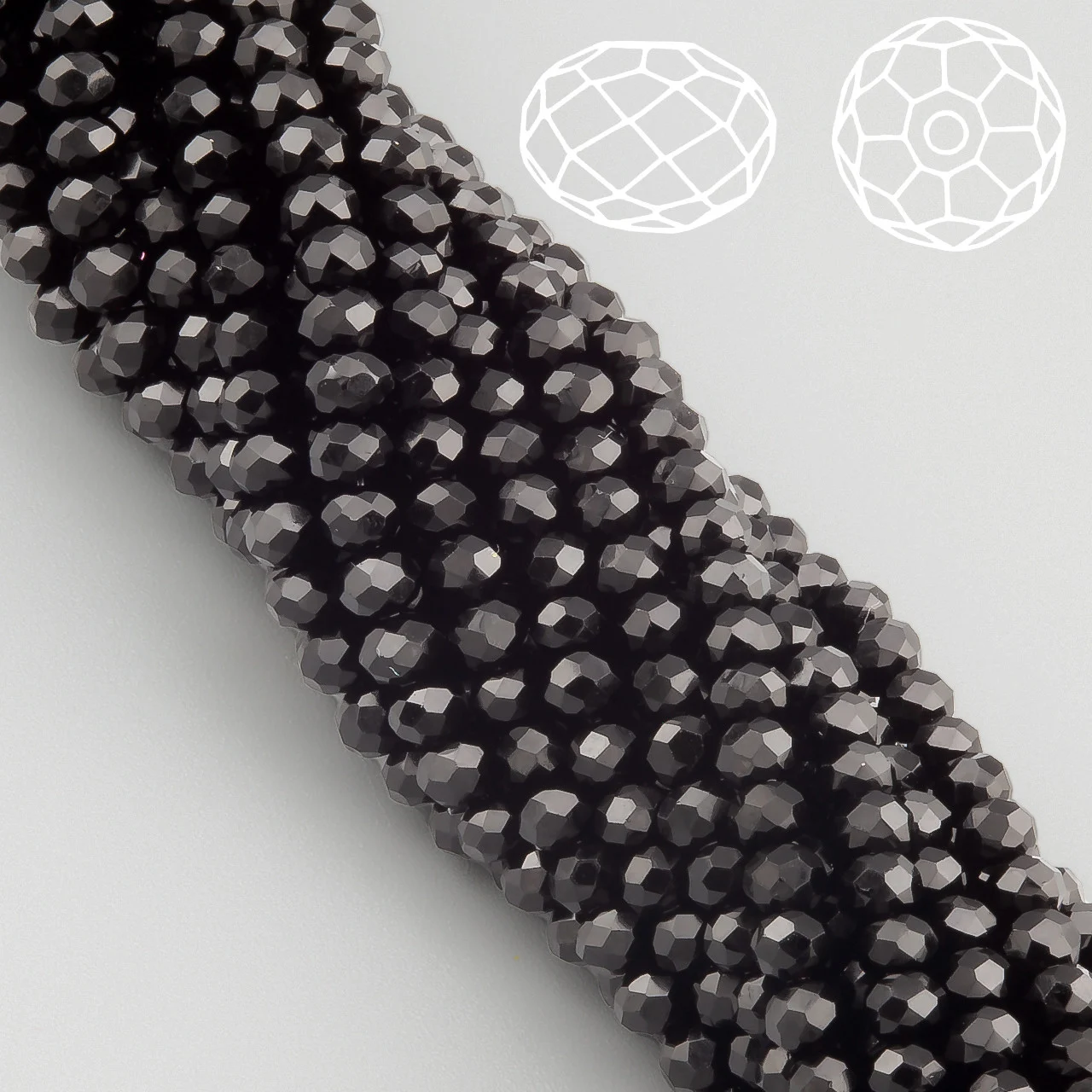 Бусины Swarovski огранка рондель 4х3,5 мм Ø 0,8 мм ±40 см (±110 шт.) Черный