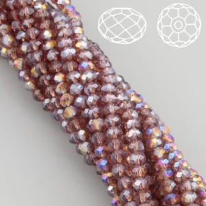 Бусины Swarovski огранка рондель 3х2,5 мм Ø 0,8 мм 38 см (+-160 шт.) Сливовый АВ прозрачный