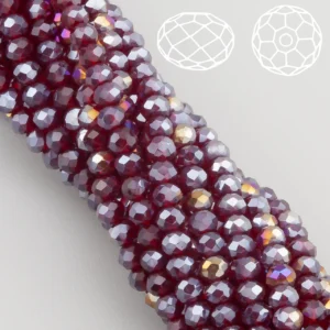 Бусины Swarovski огранка рондель 3,5х3 мм Ø 0,8 мм 34 см (+-124 шт.) Бордовый АВ прозрачный