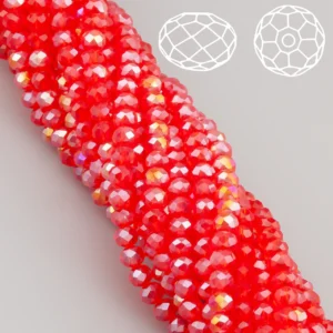 Бусины Swarovski огранка рондель 3,5х3 мм Ø 0,8 мм 34 см (+-124 шт.) Алый АВ прозрачный
