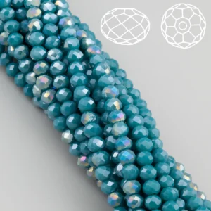 Бусины Swarovski огранка рондель 3,5х3 мм Ø 0,8 мм 34 см (+-124 шт.) Голубой АВ непрозрачный