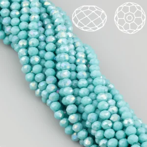 Бусины Swarovski огранка рондель 6х4,8 мм Ø 1 мм 40 см (+-85 шт.) Голубой светлый АВ непрозрачный