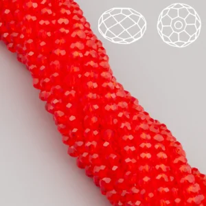 Бусины Swarovski огранка рондель 4х3,5 мм Ø 0,8 мм 42 см (+-120 шт.) Алый прозрачный