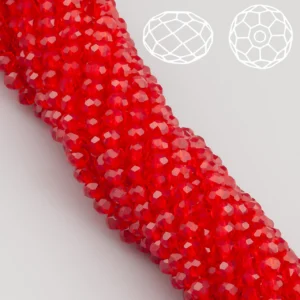 Намистини Swarovski огранювання рондель 3,5х3 мм Ø 0,8 мм ±33 см (±115 шт.) Червоний прозорий