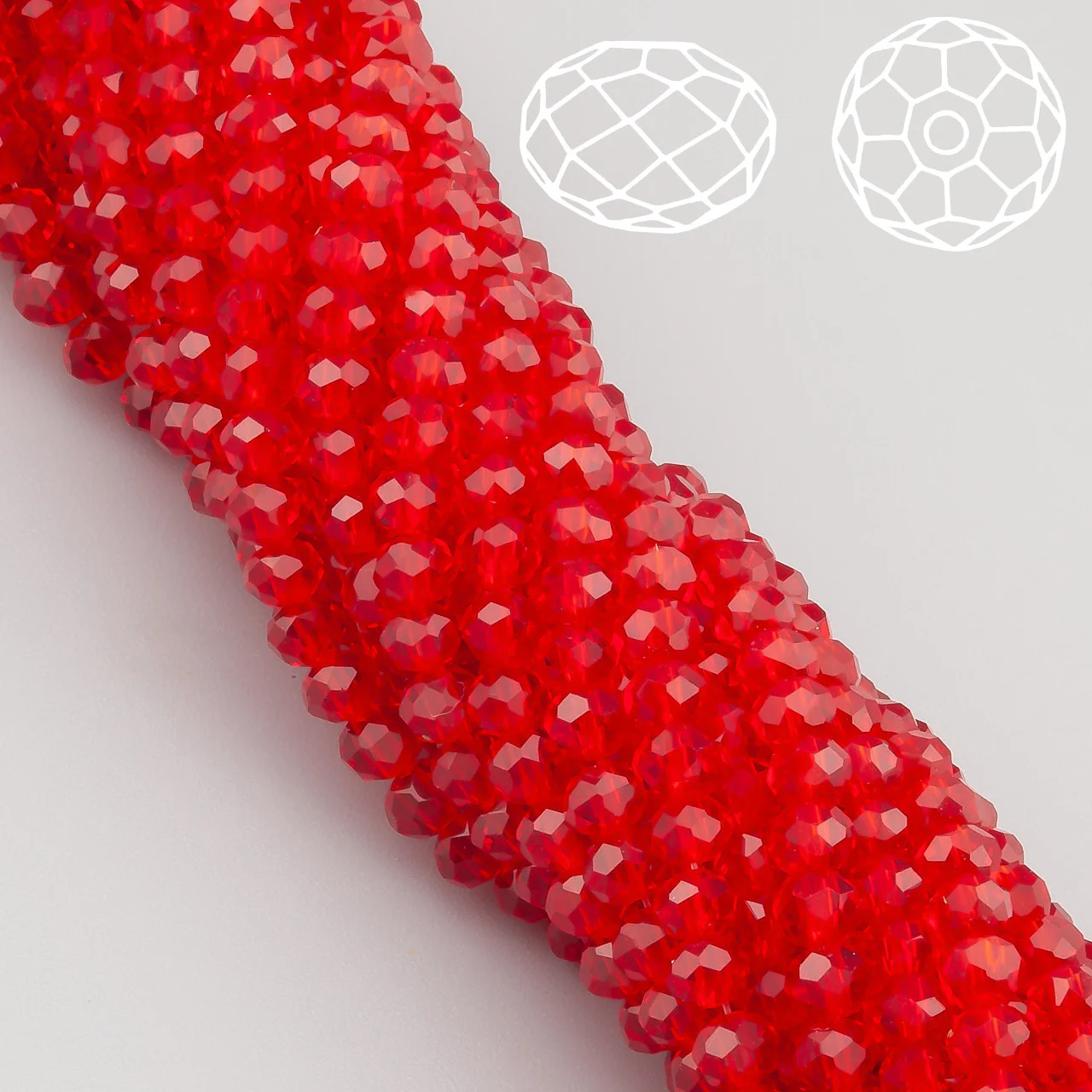 Намистини Swarovski огранювання рондель 3,5х3 мм Ø 0,8 мм ±33 см (±115 шт.) Червоний прозорий