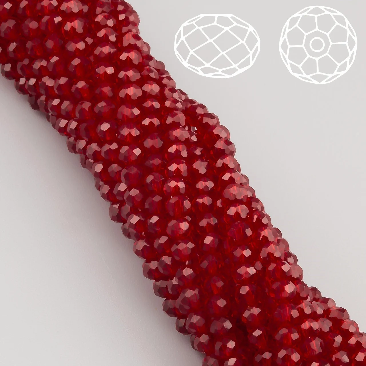 Намистини Swarovski огранювання рондель 3,5х3 мм Ø 0,8 мм ±33 см (±115 шт.) Бордовий темний прозорий